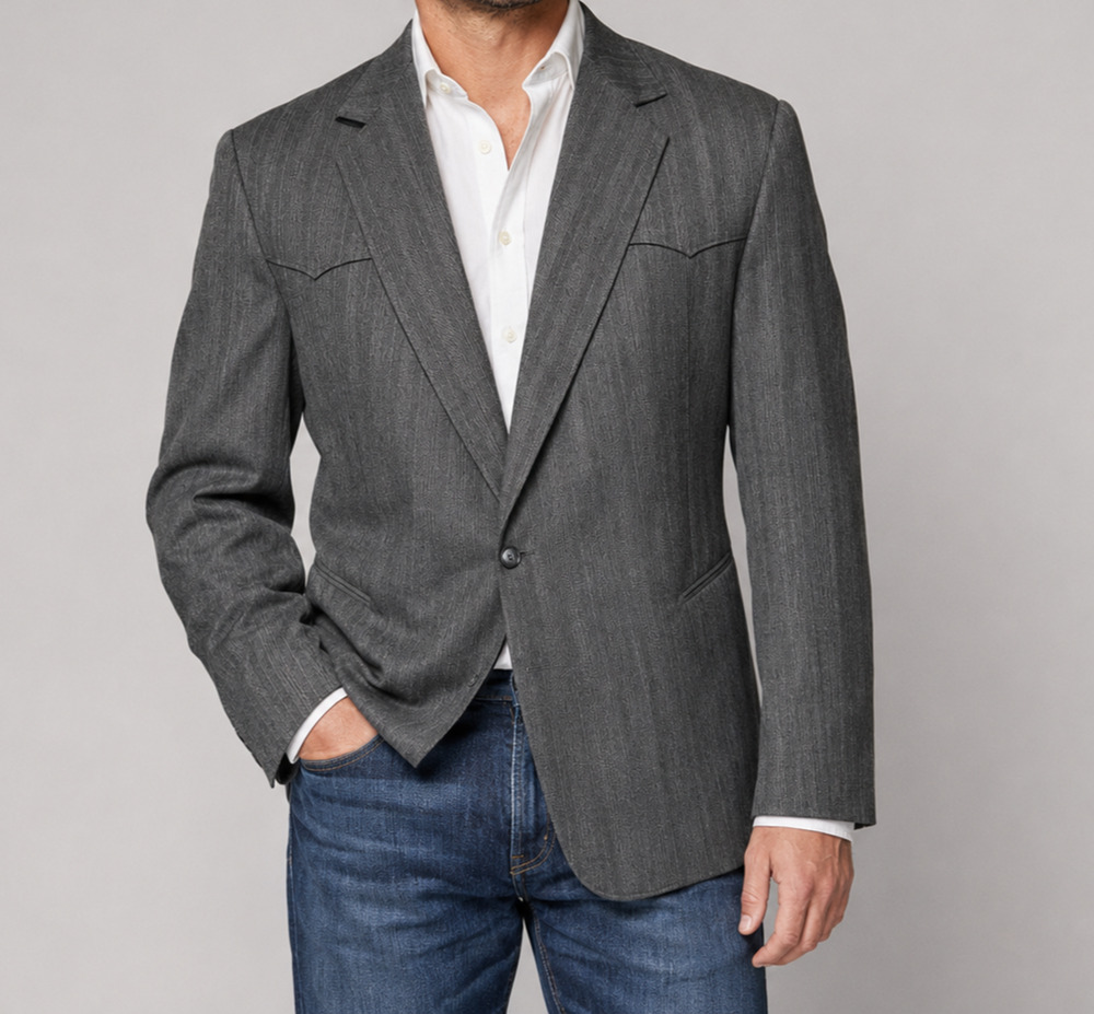 Talbot Jaimes 48-50L Gray Western Blazer Sport Coat Rodeo Cowboy 1/4 Lined